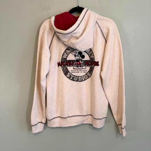 Walt Disney Mickey Mouse Hoodie Adult L White Cream Full Zip Jacket Fleece Lined - Picture 2 of 9